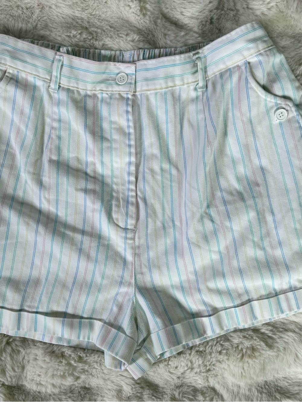 American Vintage Pastel Multi-Stripe Cotton Shorts